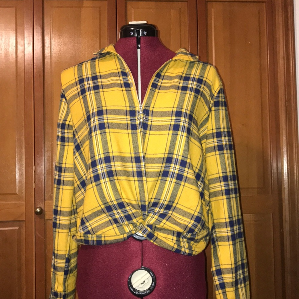 Plaid quarter zip long sleeve